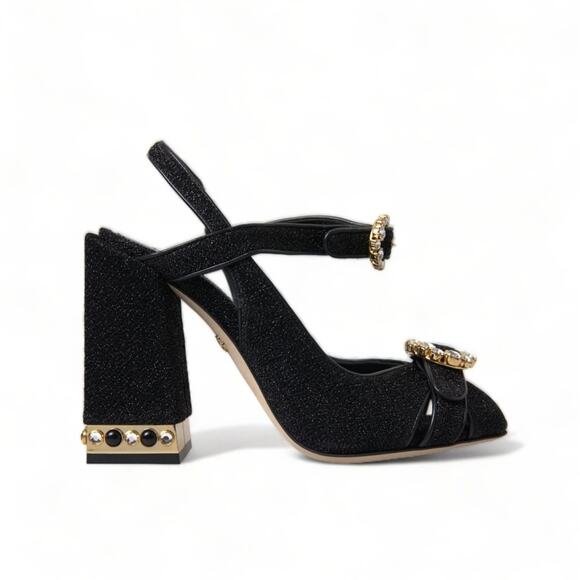 Dolce & Gabbana Round Crystal Block Heels - Picture 1 of 7